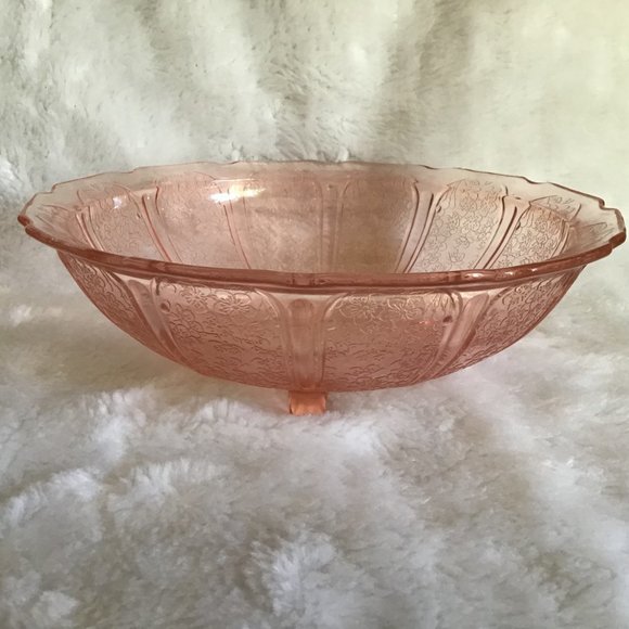 Pink Depression Glass Large  Serving Bowl  Centerpiece Vintage 1930's - Picture 5 of 12